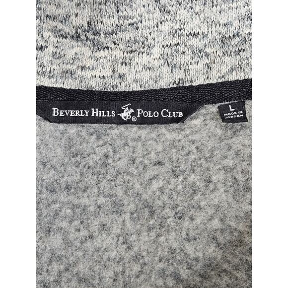 Beverly Hills Polo Club Men's Gray and Black Quarter Zip Pullover Sweater Size L - Picture 3 of 4